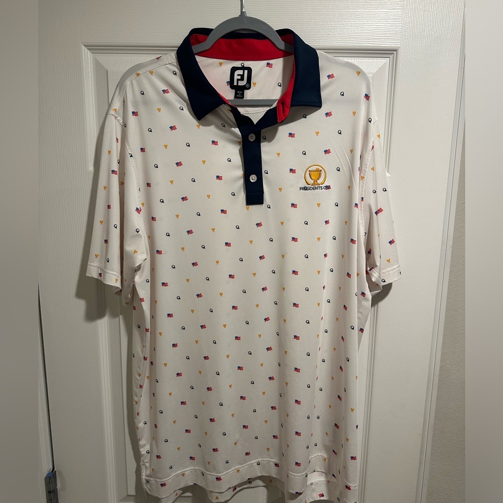 FootJoy FJ Presidents Cup Men's Red White Blue Golf Polo Masters Size XL Shirt